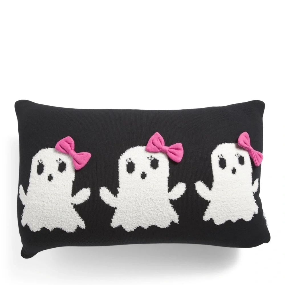 🎀👻NWT Goblin & Ghoul Decorative Pink bow Ghost Pillow🎀👻
